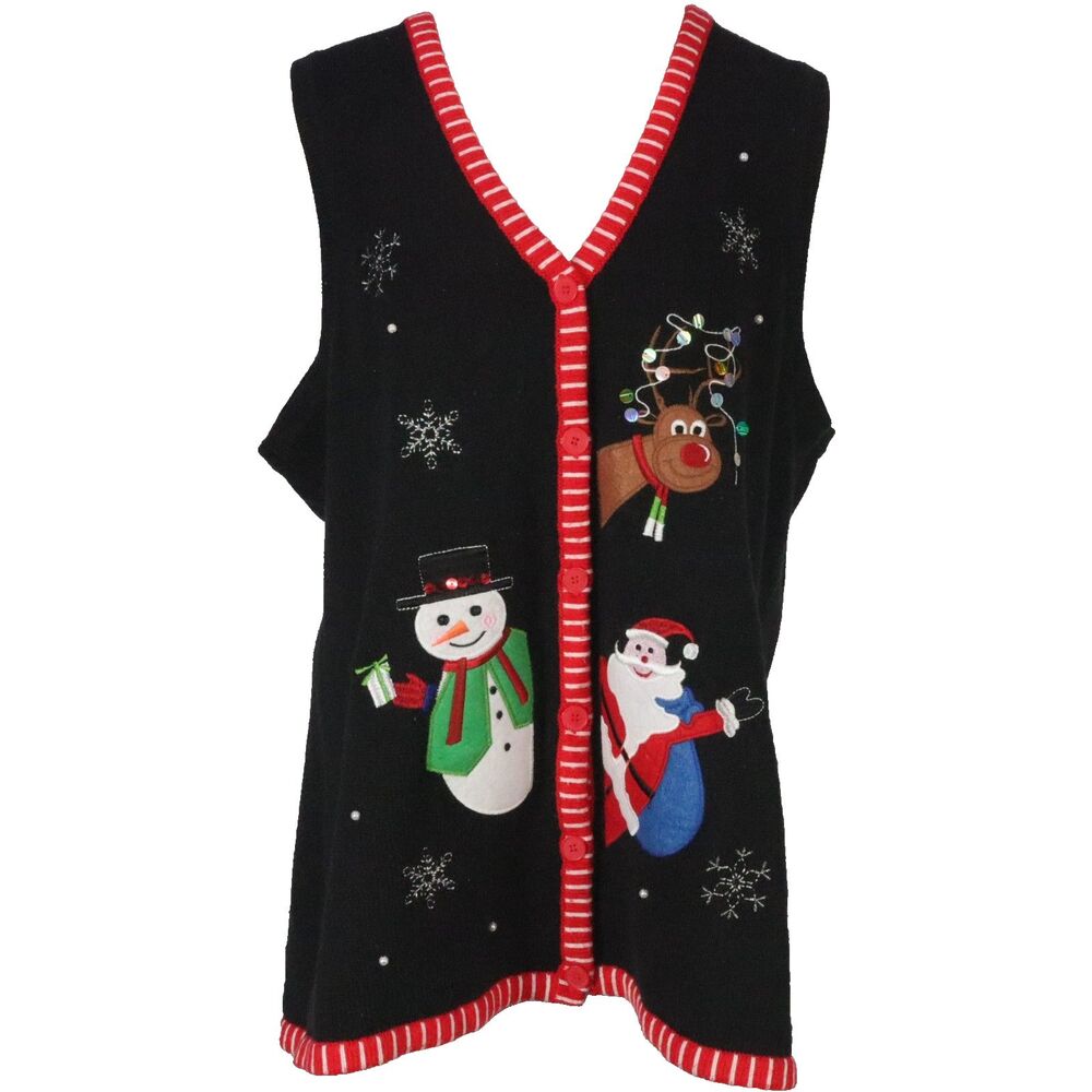 Vest Christmas Beaded and Embroidery Size 3X Women's